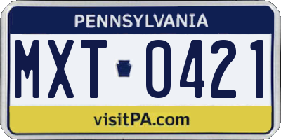 PA license plate MXT0421