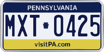PA license plate MXT0425