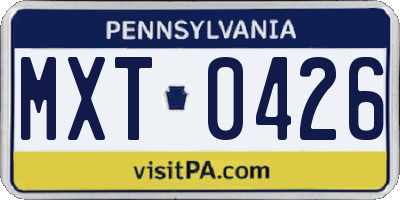 PA license plate MXT0426