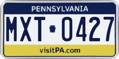 PA license plate MXT0427
