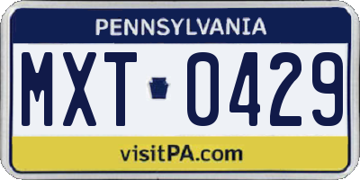 PA license plate MXT0429