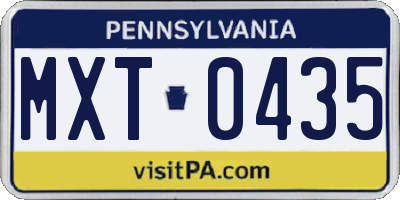 PA license plate MXT0435
