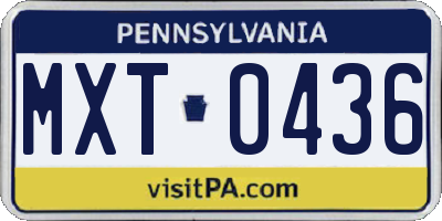 PA license plate MXT0436