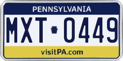 PA license plate MXT0449
