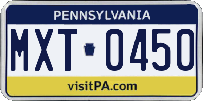 PA license plate MXT0450