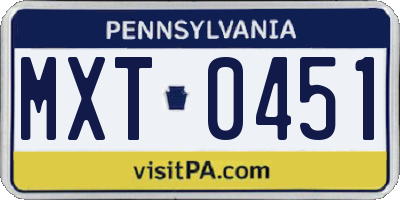 PA license plate MXT0451
