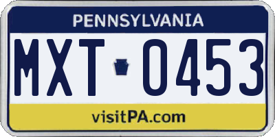 PA license plate MXT0453