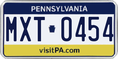 PA license plate MXT0454
