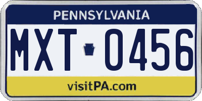 PA license plate MXT0456