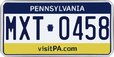 PA license plate MXT0458