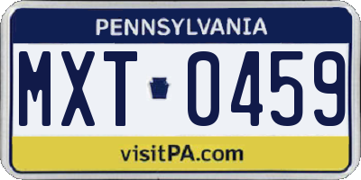 PA license plate MXT0459