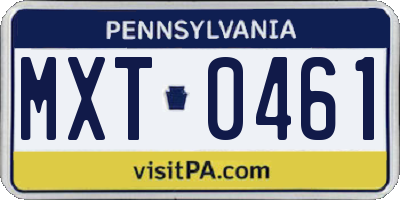PA license plate MXT0461
