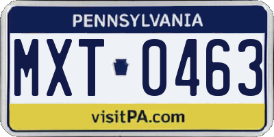 PA license plate MXT0463