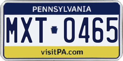 PA license plate MXT0465