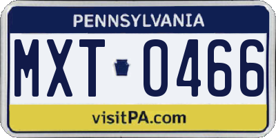 PA license plate MXT0466