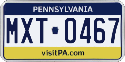 PA license plate MXT0467
