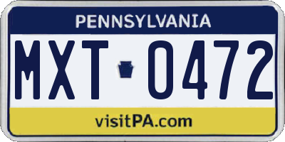 PA license plate MXT0472