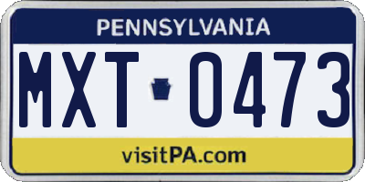 PA license plate MXT0473