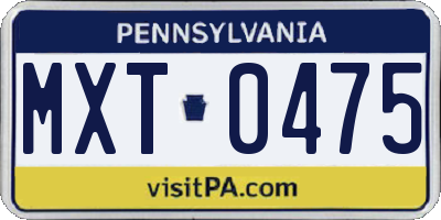 PA license plate MXT0475