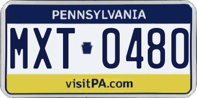 PA license plate MXT0480