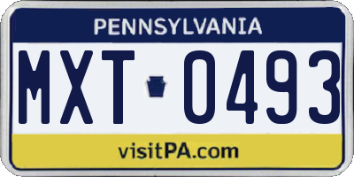 PA license plate MXT0493