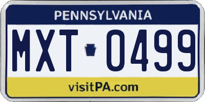 PA license plate MXT0499