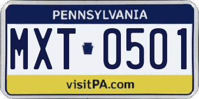 PA license plate MXT0501