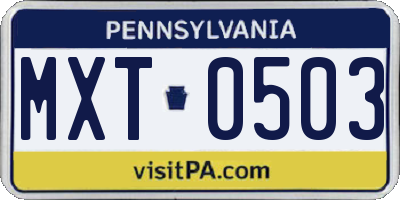 PA license plate MXT0503