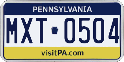 PA license plate MXT0504