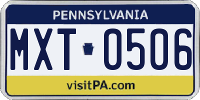 PA license plate MXT0506