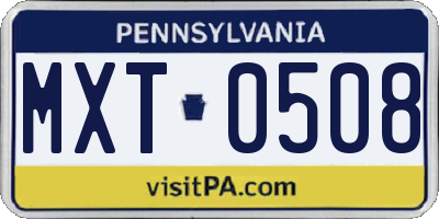 PA license plate MXT0508