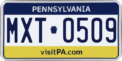 PA license plate MXT0509