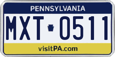 PA license plate MXT0511