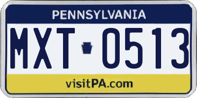 PA license plate MXT0513