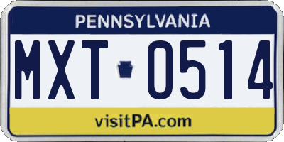 PA license plate MXT0514