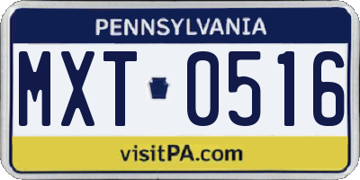 PA license plate MXT0516