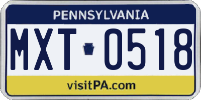 PA license plate MXT0518