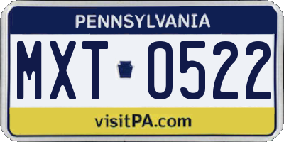 PA license plate MXT0522