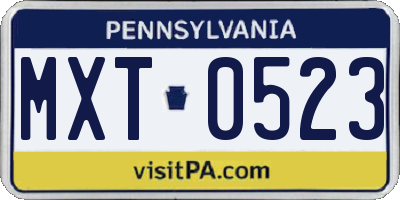 PA license plate MXT0523