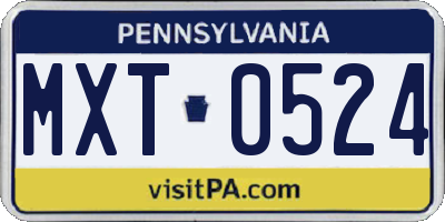 PA license plate MXT0524