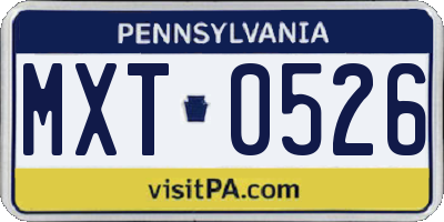 PA license plate MXT0526
