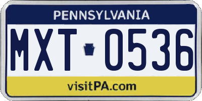 PA license plate MXT0536
