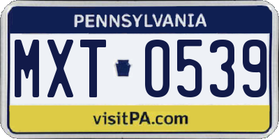 PA license plate MXT0539