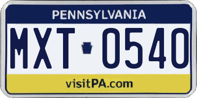 PA license plate MXT0540
