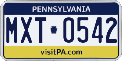 PA license plate MXT0542