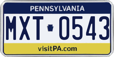 PA license plate MXT0543