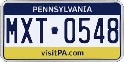 PA license plate MXT0548