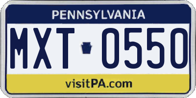 PA license plate MXT0550