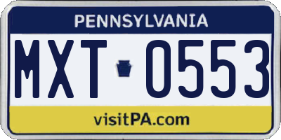 PA license plate MXT0553