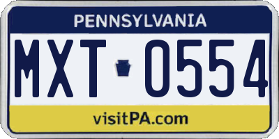 PA license plate MXT0554